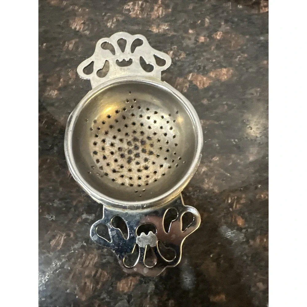 Vintage Ornate Double Handle Over-The-Cup Loose Leaf Tea Strainer Made In Japan